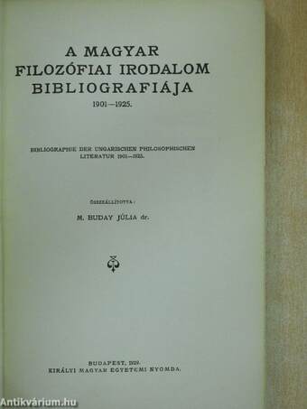 A magyar tudományos irodalom bibliográfiája 1901-1925