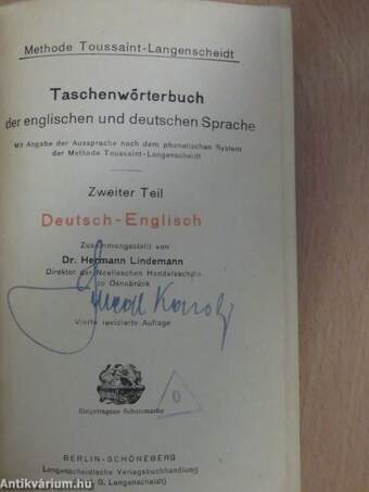 Taschenwörterbuch der englischen und deutschen Sprache II. (gótbetűs)