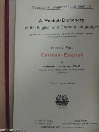 Taschenwörterbuch der englischen und deutschen Sprache II. (gótbetűs)