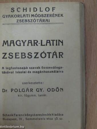 Schidlof gyakorlati módszerének magyar-latin zsebszótára