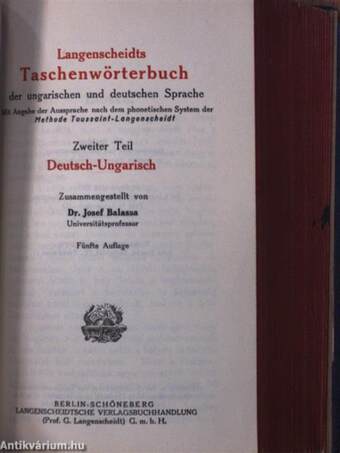 Langenscheidt módszer a magyar és német nyelv zsebszótára I-II.