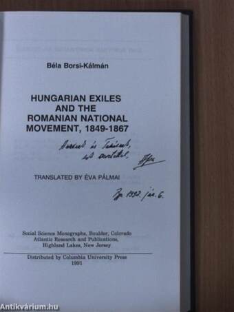 Hungarian Exiles and the Romanian National Movement, 1849-1867