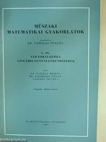 Műszaki matematikai gyakorlatok A. IX.