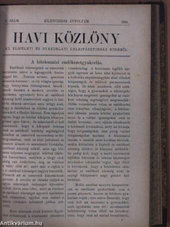 Havi közlöny az elméleti és gyakorlati lelkipásztorság köréből 1886. (nem teljes évfolyam)