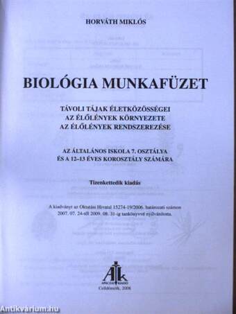 Biológia munkafüzet 7.