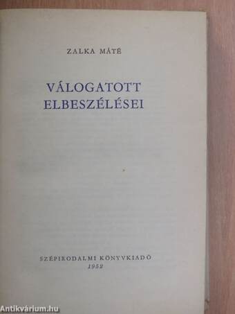 Zalka Máté válogatott elbeszélései