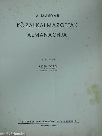 A Magyar Közalkalmazottak Almanachja 1937.