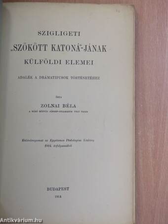 Szigligeti "szökött katoná"-jának külföldi elemei