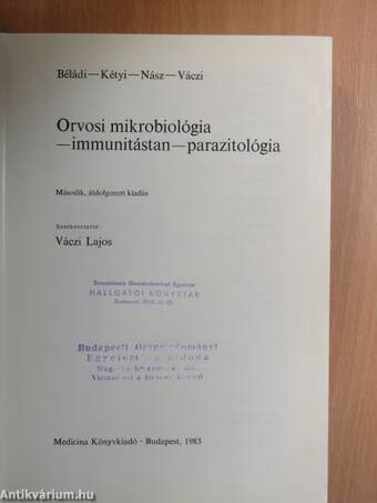 Orvosi mikrobiológia, immunitástan, parazitológia