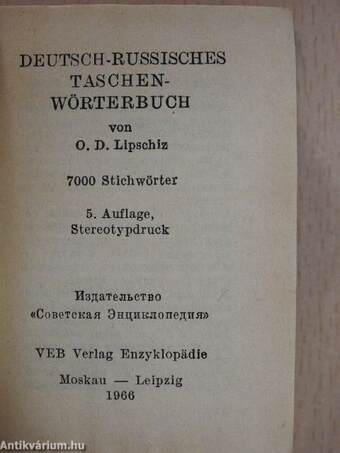 Deutsch-Russisches Taschenwörterbuch (minikönyv)