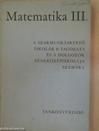 Matematika III.