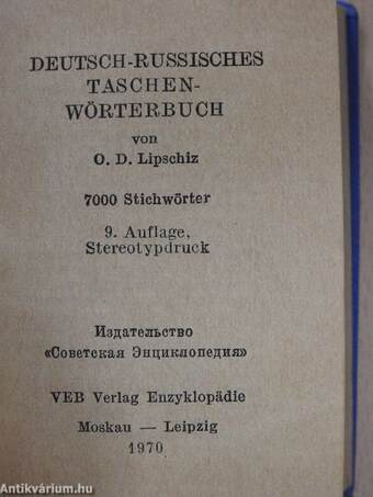 Deutsch-Russisches Taschenwörterbuch (minikönyv)