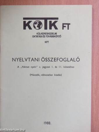 Nyelvtani összefoglaló