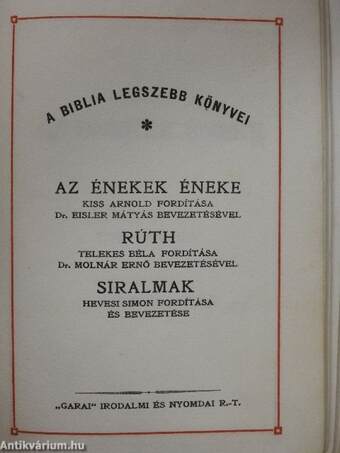 Az Énekek Éneke/Rúth/Siralmak