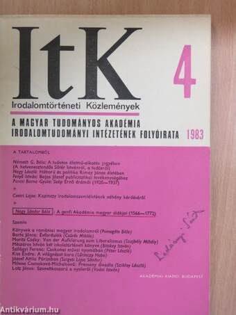 Irodalomtörténeti Közlemények 1983/4.