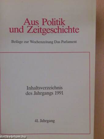 Aus Politik und Zeitgeschichte January-Juni 1991.
