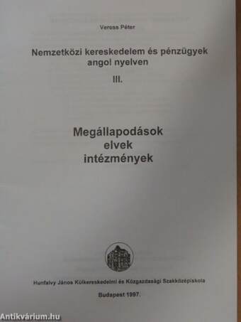 Nemzetközi kereskedelem és pénzügyek angol nyelven III.