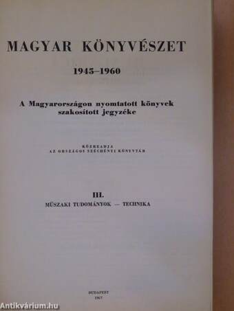 Magyar könyvészet 1945-1960 III.