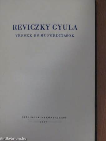 Reviczky Gyula művei I. (töredék)