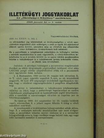 Illetékügyi joggyakorlat 1938. január-december