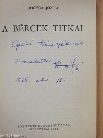 A bércek titkai (dedikált példány)