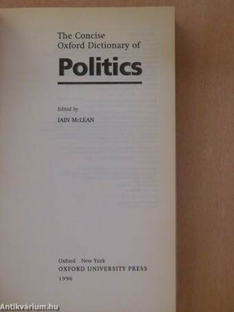 The Concise Oxford Dictionary of Politics