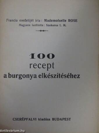 100 recept a burgonya elkészítéséhez