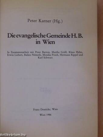 Die evangelische Gemeinde H. B. in Wien