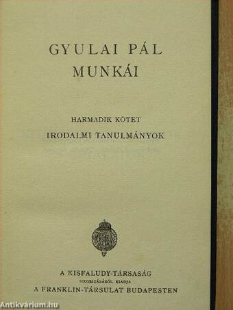 Gyulai Pál munkái III. 