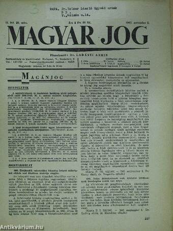 Magyar Jog 1947. november 5.