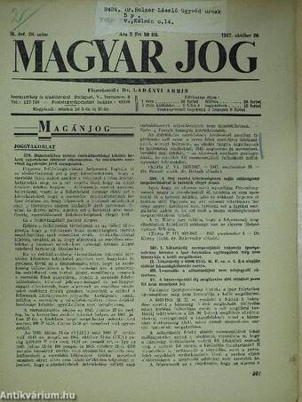 Magyar Jog 1947. október 20.