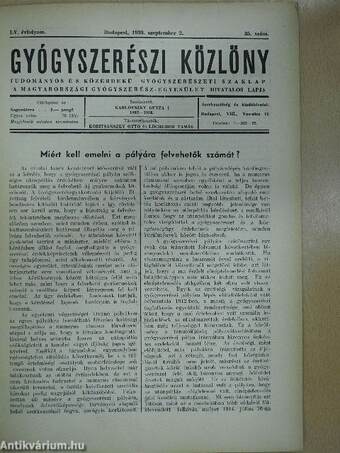 Gyógyszerészi Közlöny 1939. szeptember 2.