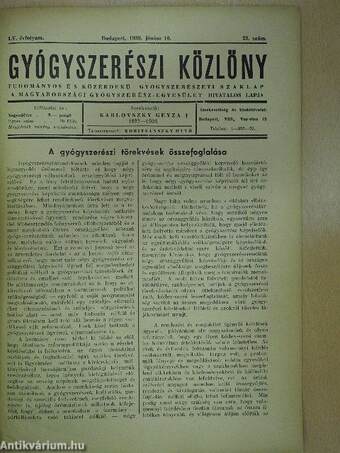 Gyógyszerészi Közlöny 1939. június 10.