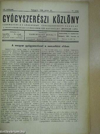 Gyógyszerészi Közlöny 1939. május 27.