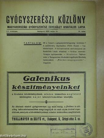 Gyógyszerészi Közlöny 1939. május 20.