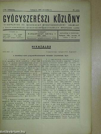 Gyógyszerészi Közlöny 1937. december 4.