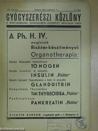 Gyógyszerészi Közlöny 1937. szeptember 11.