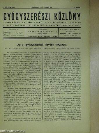 Gyógyszerészi Közlöny 1937. január 23.