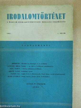 Irodalomtörténet 1951/1.