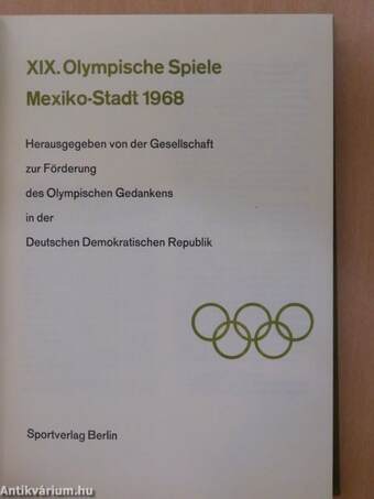 XIX. Olympische Spiele Mexiko-Stadt 1968