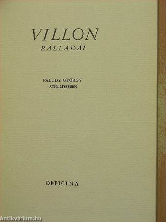 Villon balladái Faludy György átköltésében