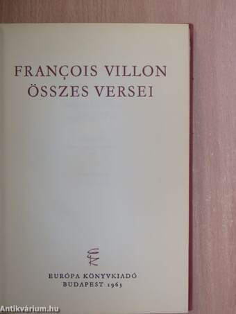 Francois Villon összes versei
