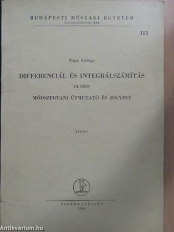 Differenciál és integrálszámítás III.