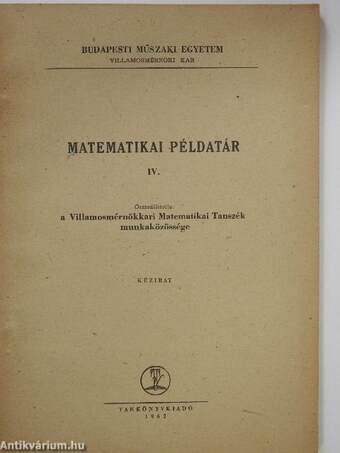 Matematikai példatár IV.