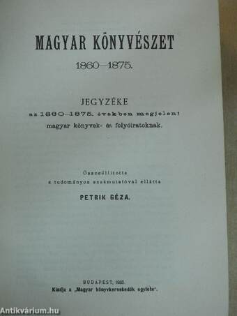 Magyar könyvészet 1860-1875.