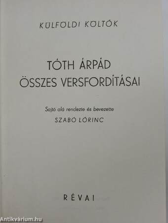 Tóth Árpád összes versfordításai