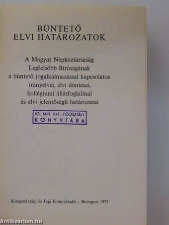 Büntető elvi határozatok