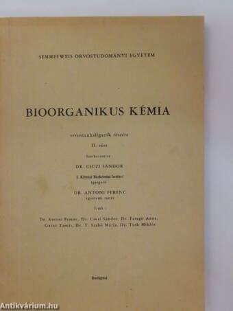 Bioorganikus kémia II.