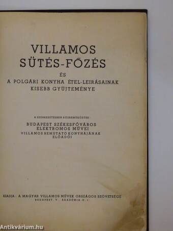 Villamos sütés-főzés szakácskönyve