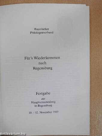 Für's Wiederkommen nach Regensburg